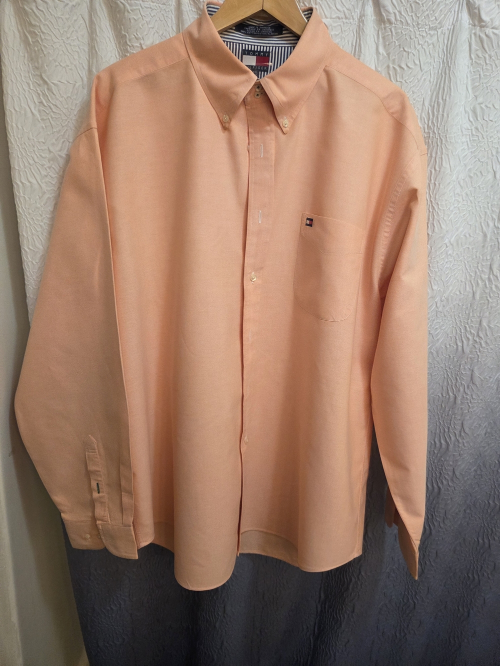 Tommy Hilfiger Men's Peach Long-Sleeve Button-Down Shirt